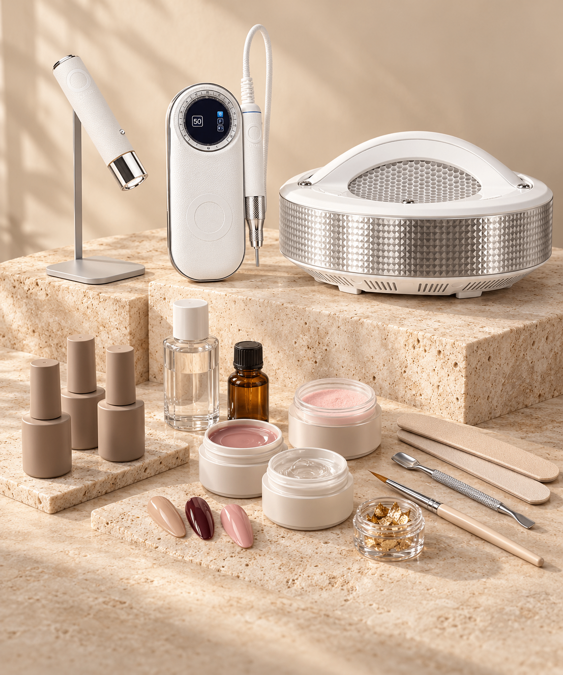 Produtos profissionais para unhas em tons neutros